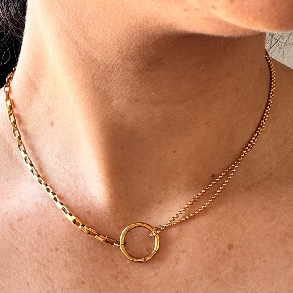 CIRCLE" NECKLACE, 18K GOLD PLATED STEEL - Picture 3 of 4